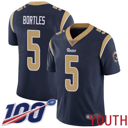 Los Angeles Rams Limited Navy Blue Youth Blake Bortles Home Jersey NFL Football #5 100th Season Vapor Untouchable->youth nfl jersey->Youth Jersey